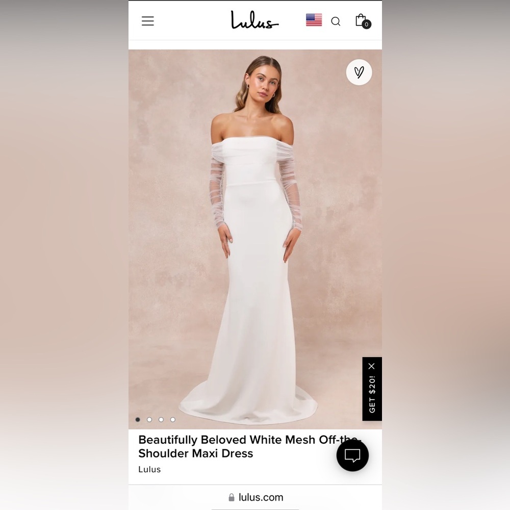 Lulus Beautifully Beloved White Mesh Off-the-Shoulder Maxi Dress